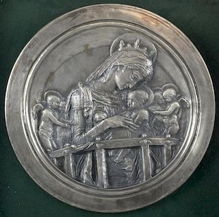 Sterling silver 'Chellini Madonna' dish from a limited edition of 750, 27oz, 839g,