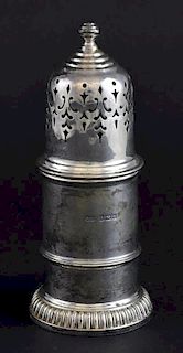 Modern silver sugar castor with gadrooned base, by William Suckling Ltd., Birmingham, 1960, 4.3oz, 135g,