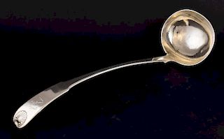 George IV silver fiddle and shell pattern soup ladle, by Charles Dalgleish, Edinburgh, 1820, 10oz, 311g,