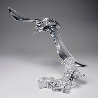 Daum glass seagull sculpture, c. 1979