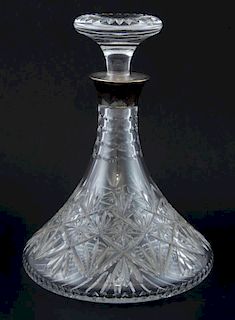 Modern silver mounted cut glass ships decanter, by J B Chatterley & Sons Ltd., Birmingham, 1991,