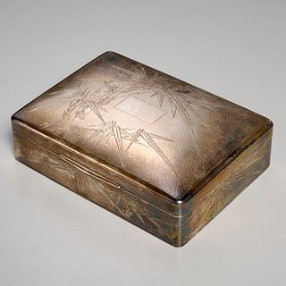 Japanese engraved silver box