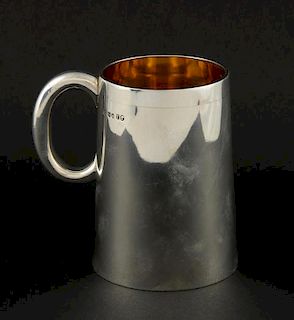 Victorian silver mug of plain tapering form, by John Hunt & Robert Roskell, London, 1872, 11.9oz, 372g,