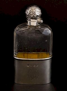 Victorian silver mounted and cut glass hip flask, by A & J Zimmerman Ltd., Birmingham, 1896,
