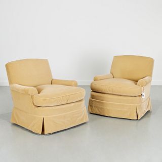 Nice pair custom upholstered club chairs