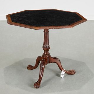 George III leather top mahogany tripod table
