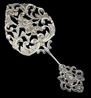 Victorian silver bon bon spoon with pierced decoration, by William Comyns, London, 1890,