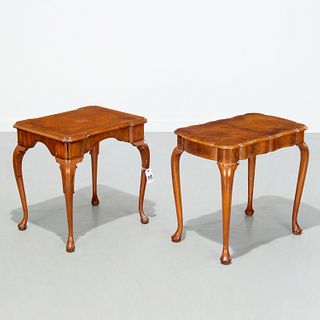 Associated pair George II walnut side tables