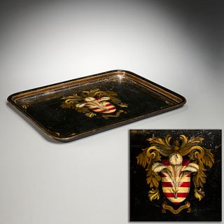 "Prince of Wales" heraldic tole tray