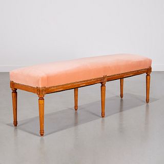 Custom Louis XVI style upholstered long bench