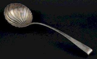 George III Irish silver soup ladle with shell form bowl, by Michael Keating, Dublin, 1773, 5.5oz, 171g,