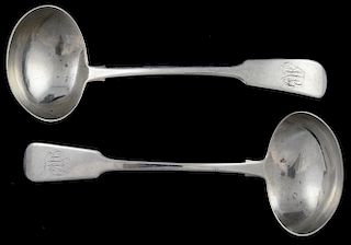 Pair of George IV Irish silver fiddle pattern sauce ladles, by Stephen Bergin, Dublin, 1821, 4oz, 124g,