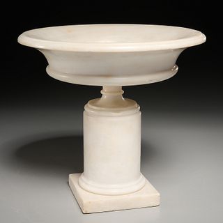 Large Italian white marble tazza centerpiece