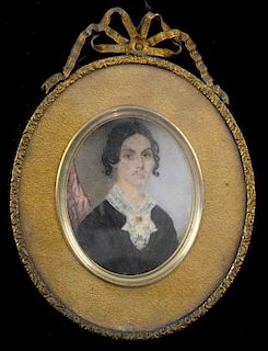 Miniature oval portrait of Ophelia Catherine eldest daughter of Geo. Eyre Powell RN and Catherine Kingdon his wife, married i