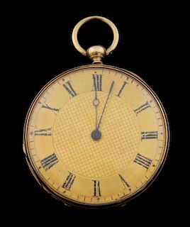 Continental  yellow metal ladies open faced pocket watch gross weight 36 grams note in  later outer case ﾑMothers watch JV 