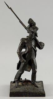Etienne-Hippolyte Maindron (1801-1884) bronze figure of a French soldier, signed Maindron and with the date 1793. 31.5cm