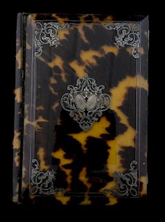 Tortoiseshell and silver inlaid card case, 10.5 x 7.5 cm
