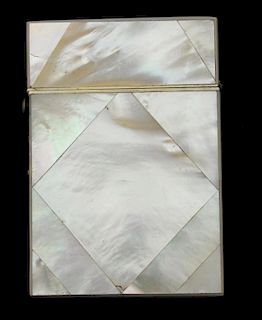 Mother of pearl card case, 10 x 6.5 cm