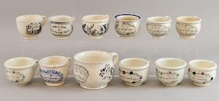 Twelve 19th century miniature chamber pots