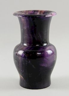 Fluorite machine turned vase of neo-classical form, 19.5cm high, 11cm diameter,Purchased: Sotheby's 18/11/2008 Lot 306 Proven