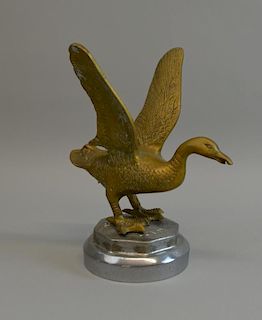 Brass vintage car mascot in the form of a duck, 8cm