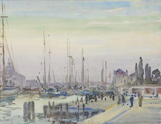 A. Romilly Fedden (1875-1939), The Zattere, Venice, 1925, watercolour, signed inscribed and dated, Michael Parkin Fine Art la