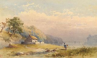 William Cook, On Loch Ness, watercolour, 19.5cm x 32cm,