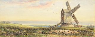 James Orrock (1829-1919) 'Cisbury Mill Sussex' signed watercolour dated 1895 20cm x 48cm