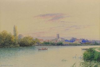 Gordon A Meadows, Thames scene, signed watercolour, 26cm x 37cm
