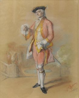 Pastel portrait of a man in 18th century dress, indistinctly signed lower right and dated 1849, also inscribed St. Petersburg