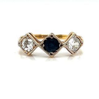 Art Deco 18k Sapphire and Diamond Ring