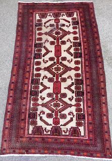 Persian red ground rug the centre with styalised birds 164cm x 92cm