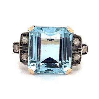 Art Deco 18k Diamond Aqua Ring