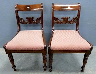 Set of six 19th century mahogany dining chairs with carved central rails drop in seats