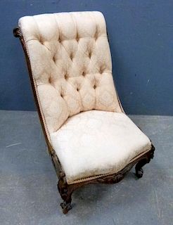 19th century mahogany framed button back arm chair