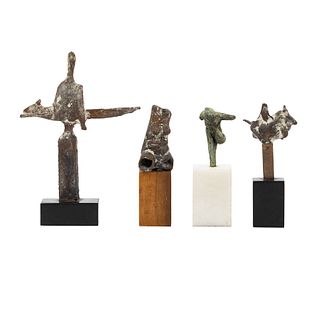 (4) Alberto Giacometti Style Miniature Bronze Sculptures