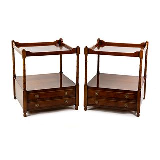 (2) Trosby Furniture Sheraton Style Two Tier Side Tables