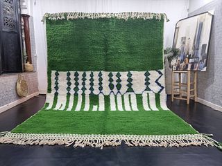 Large Soft Authentic Handwoven Green Rug