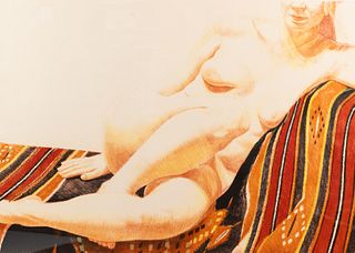 Philip Pearlstein 'Girl on Mexican Rug' Lithograph