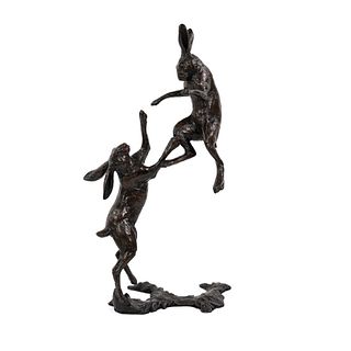 James Stockton 'The Boxing Hares' Bronze Sculpture