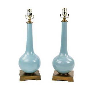 (2) Pair of Currey & Company Dante 1 Blue Table Lamps 
