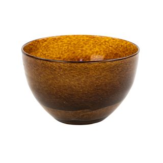 Murano Style Amber Speckled Wave Glass Bowl