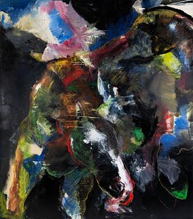 Sally Speed Untitled Abstract Horse O/C Painting Signed
