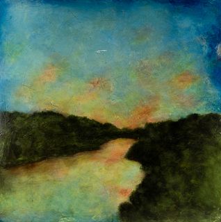 Holle Black Untitled River Landscape O/P Painting