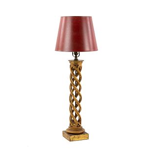 James Mont Helix Carved Wood Table Lamp