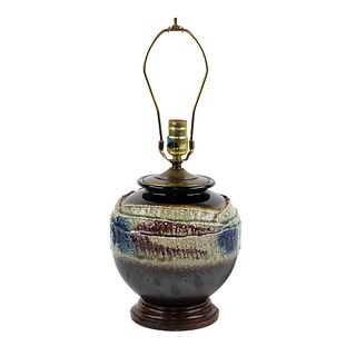 Toyo Glazed Ceramic Lamp with Brass Fittings