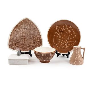 (5) RDK Glazed Ceramics incl Plates, Bowl, Butter Dish