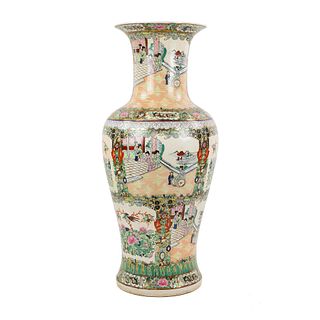 20th C. Chinese Export Famille Rose Floor Vase Macau