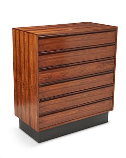 A Scandinavian modern rosewood chest of drawers by Westnofa Circa 1960s: Norway 40" H x 36" W x 18" D