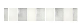 Frederick Spratt, (1927-2008), "White Wall," 1978, Acrylic lacquer, tooling, and Coricone on nine aluminum panels, Overall: 71" H x 375" W x 0.375" D